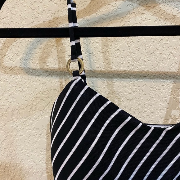 Cache Black & White Stripe Slip On Stretch Summer Simple Spaghetti Strap Dress S - Picture 11 of 15